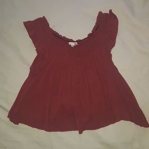 Brick red cropped flowy shirt